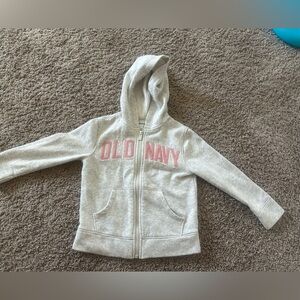 Preloved Old Navy Light Gray Hoodie with Pink Accents